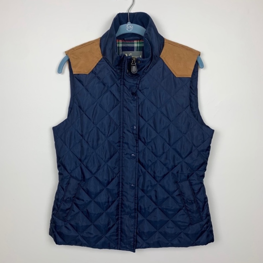 Natural Reflections Navy Blue Quilted Vest Suede